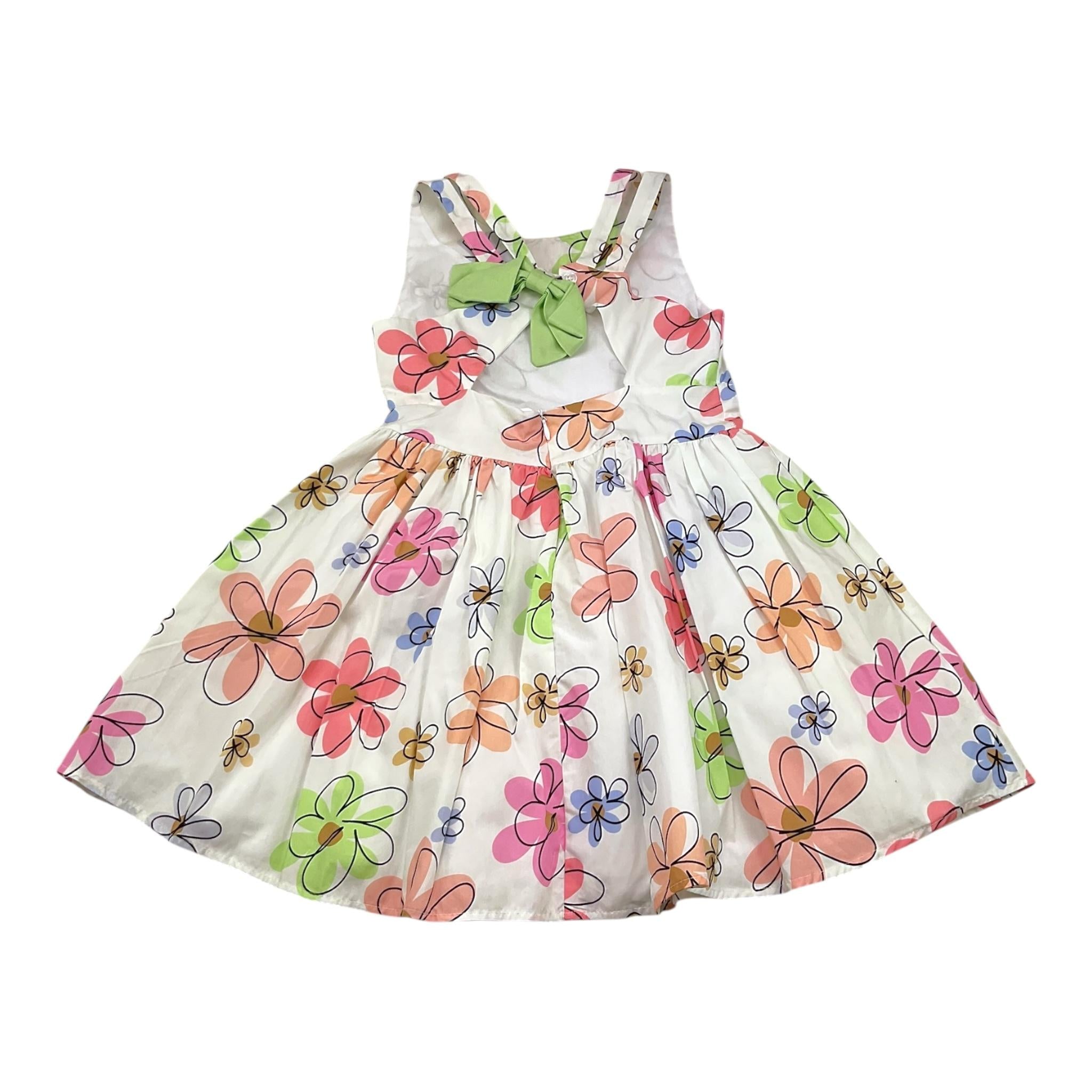 Janice Abito Tinta Unita con Fantasia Fiori per Bambina JN805B BIANCO JANICE 