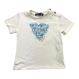 Please T-Shirt Girocollo Tinta Unita Con Maniche In Contrasto Bianco Per Neonato