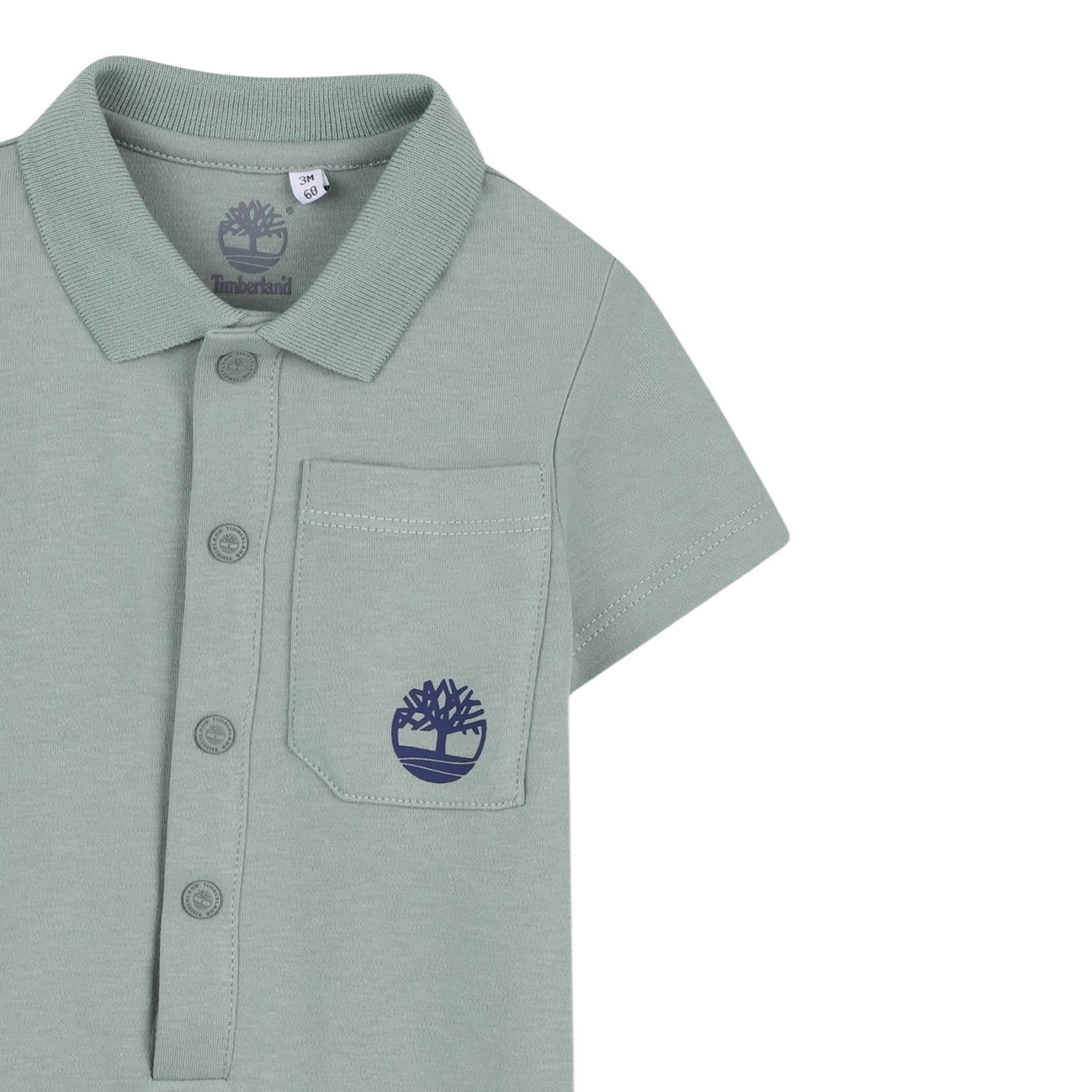 Timberland Pagliaccetto Mezza Manica con Cappello per Neonato T60396 VERDE TIMBERLAND 