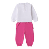 Minibanda Completo 2 Pezzi Felpa-Pantalone Bicolore per Neonata 0B241 BIANCO/FUXIA MINIBANDA 