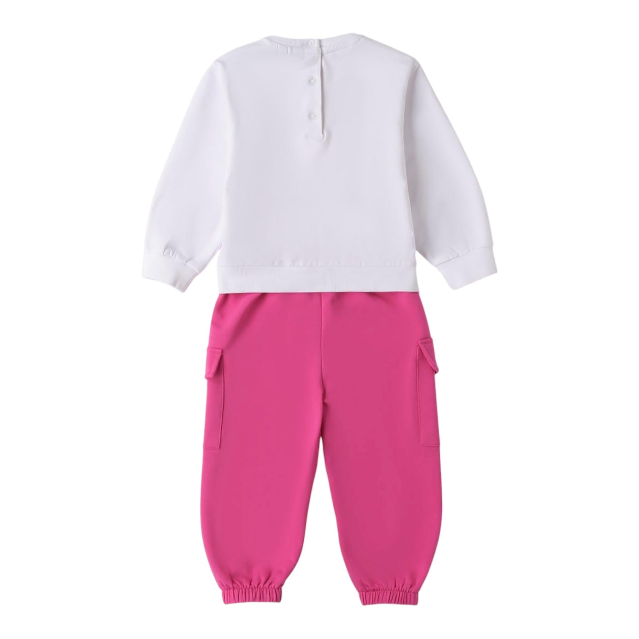 Minibanda Completo 2 Pezzi Felpa-Pantalone Bicolore per Neonata 0B241 BIANCO/FUXIA MINIBANDA 