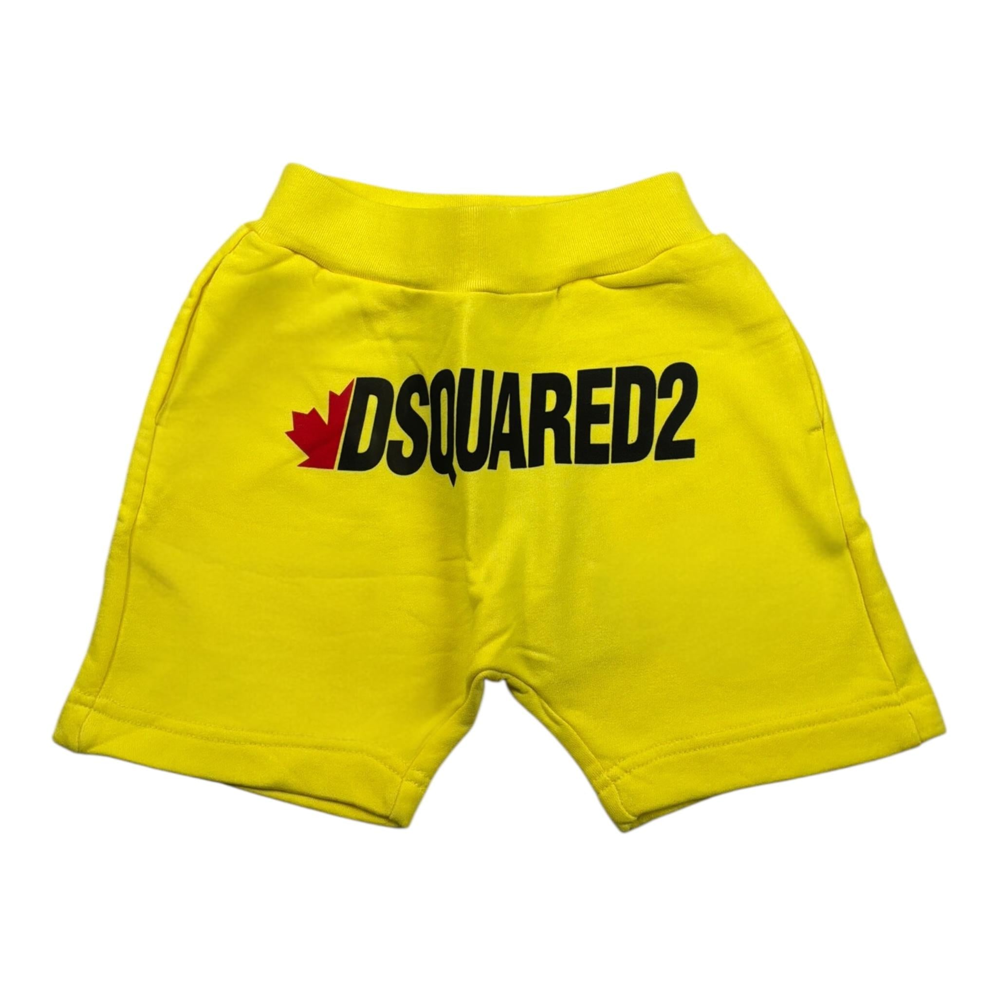 Dsquared2 Bermuda tinta unita con Logo Giallo per Bambino DQ0839 GIALLO DSQUARED2 