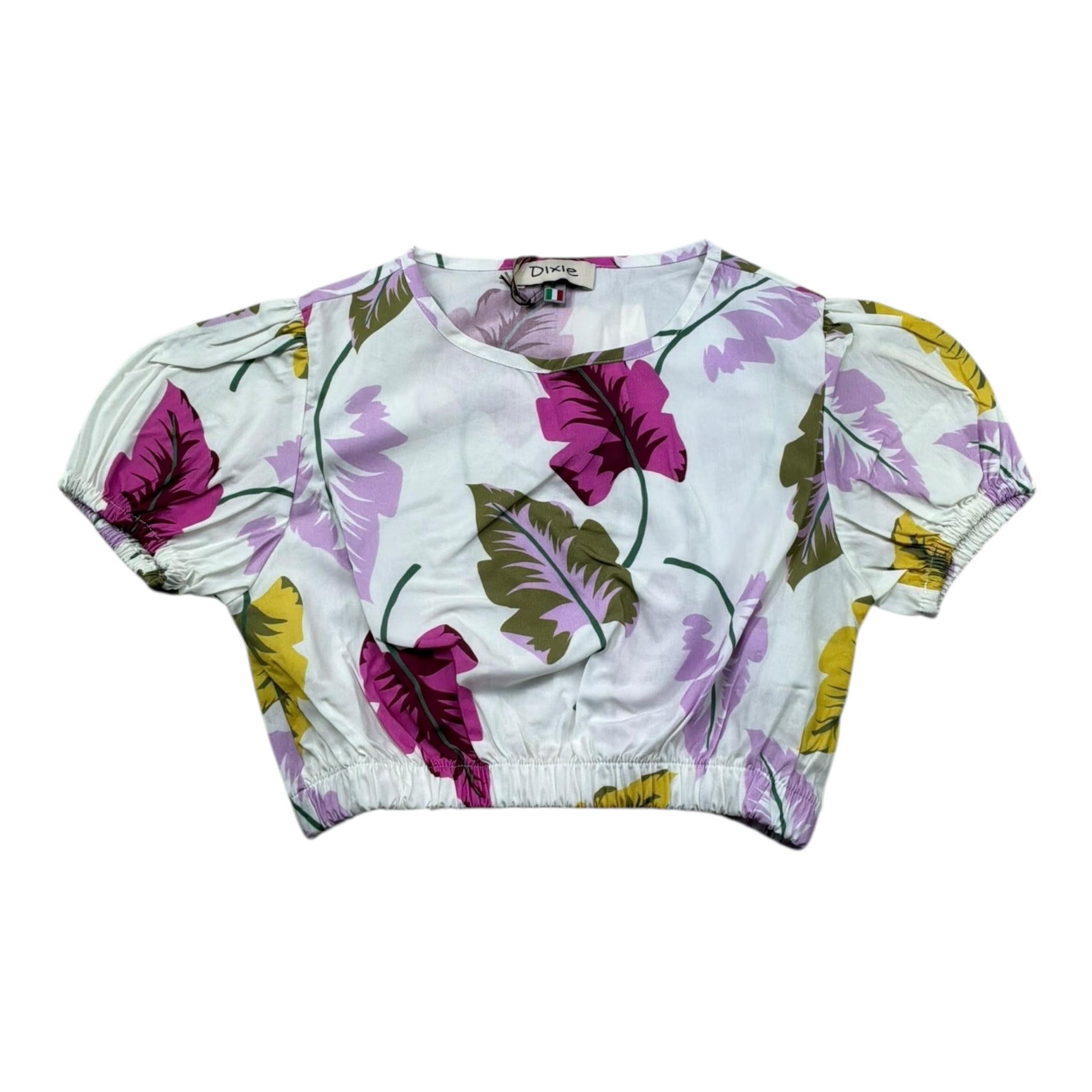 Dixie Top Tinta Unita con Fantasia Fiori per Bambina CC48274G39 BIANCO DIXIE 
