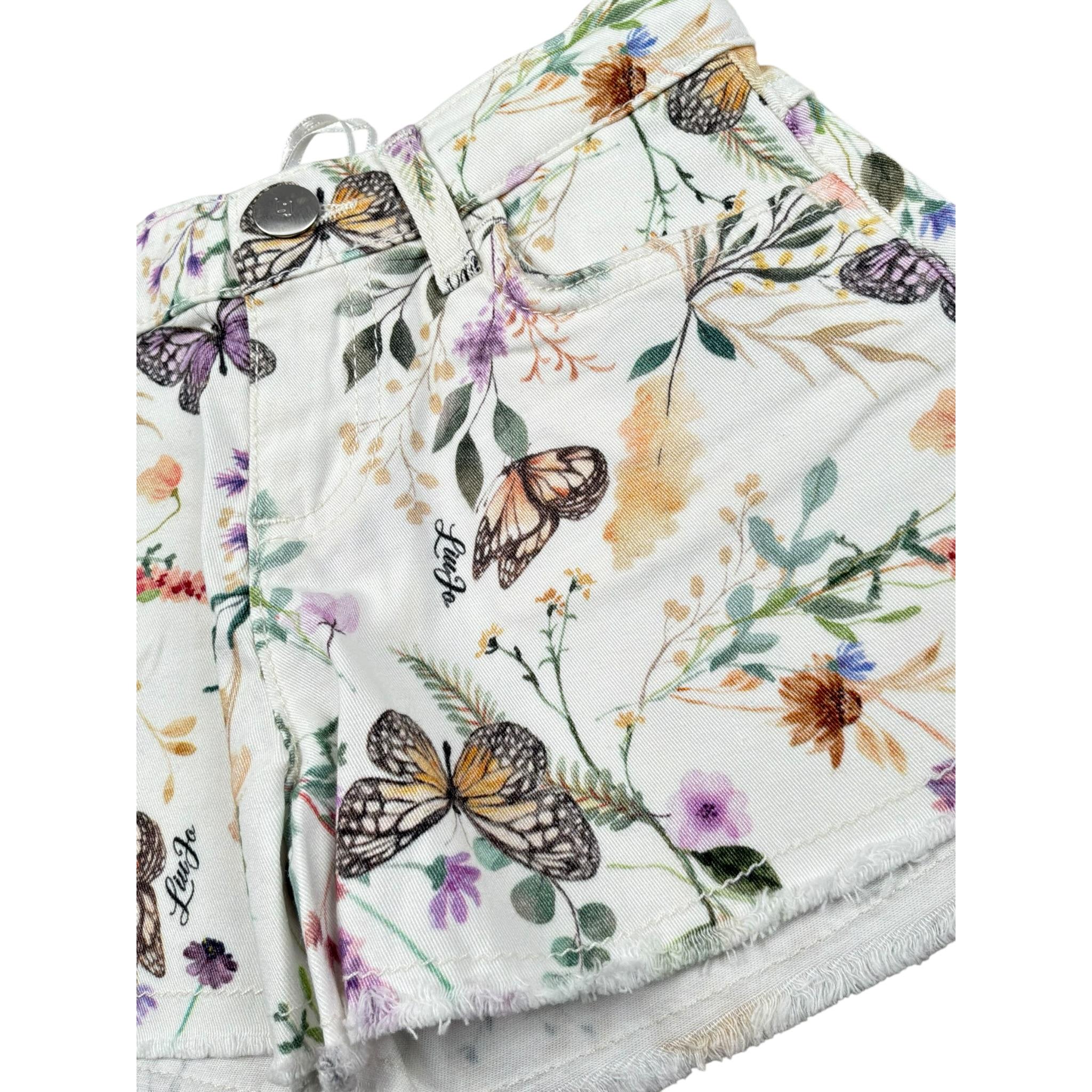 Liu Jo Short Tinta Unita con Stampa Fiori per Bambina KA5060X BIANCO LIU JO 