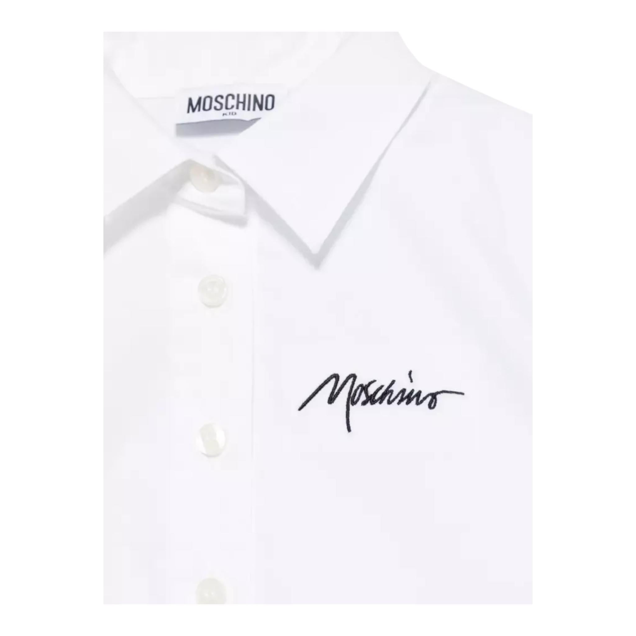 Moschino Camicia Mezza Manica Tinta Unita con Stampa per Bambina HDC024X BIANCO MOSCHINO 