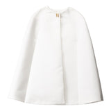 Elisabetta Franchi Mantella Elegante Tinta Unita Bianco Per Bambina
