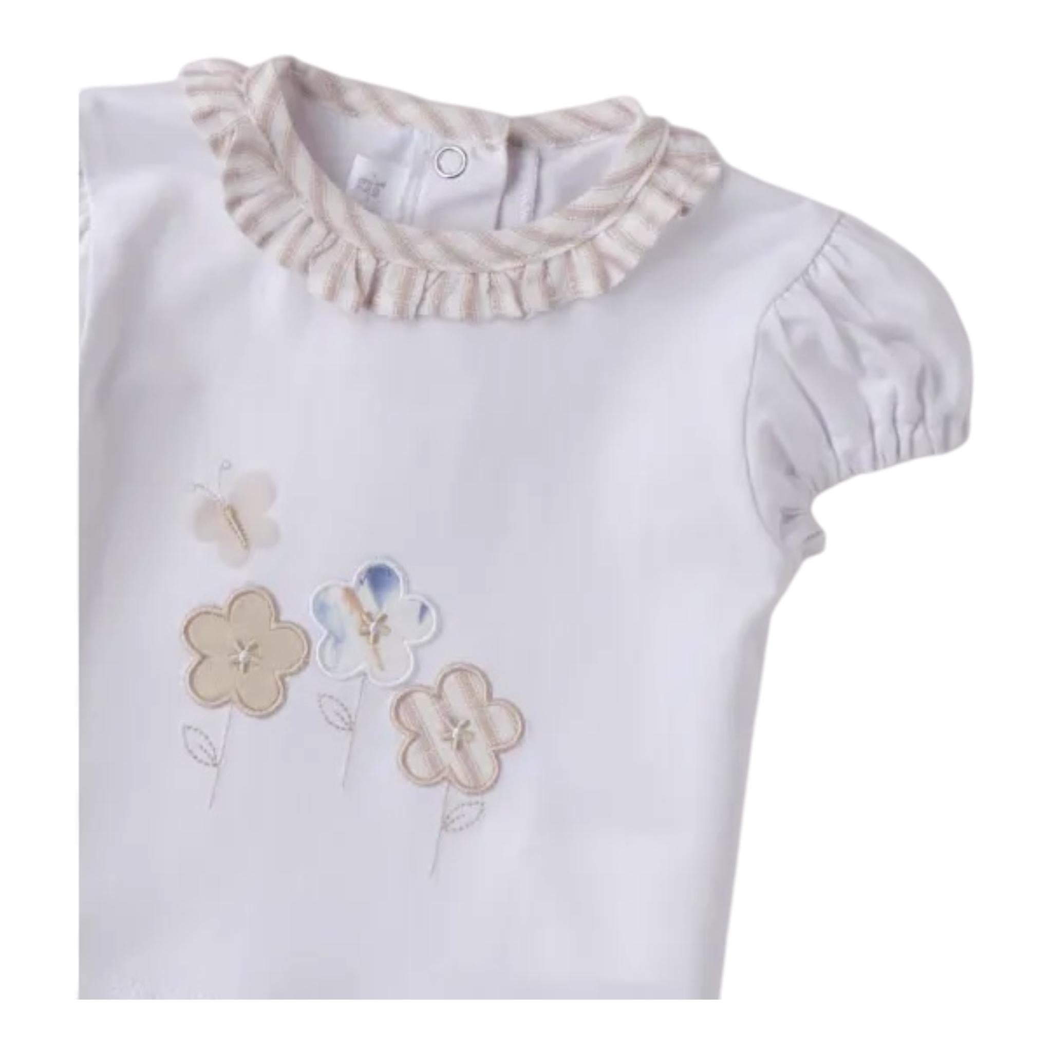 Minibanda T-Shirt Tinta Unita con Colletto E Stampa per Neonata 3B724 BIANCO MINIBANDA 