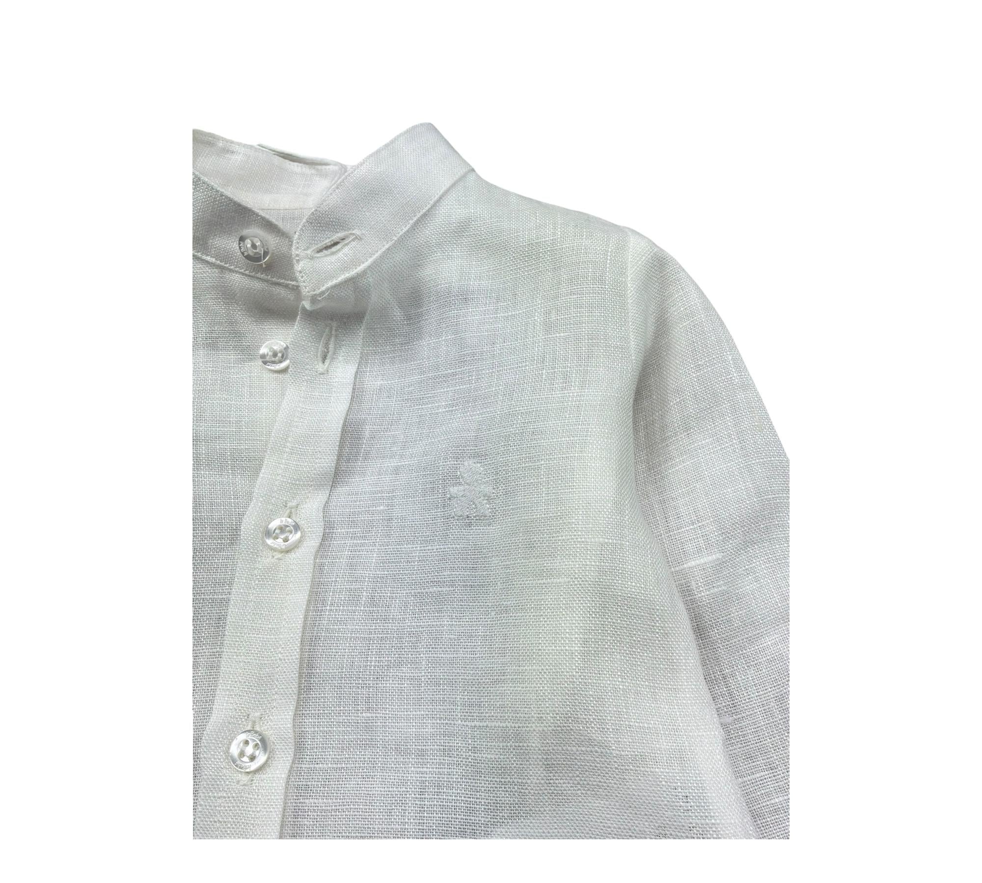 Le Bebe Camicia Manica Lunga Tinta Unita Collo Coreano per Neonato LBB5322 BIANCO LE BEBE 