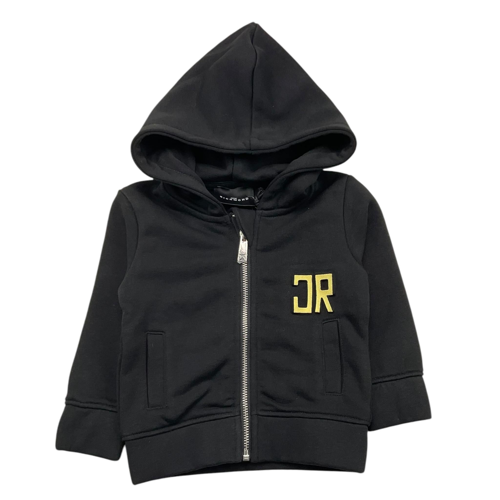 JOHN RICHMOND felpa con zip e cappuccio tinta unita con logo Nero per Neonata RIA25086FE NERO JOHN RICHMOND 