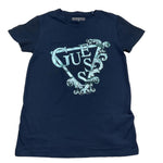 Guess T-Shirt Girocollo Tinta Unita con Stsmpa per Bambina J5RI35K6YW4 BLU GUESS 