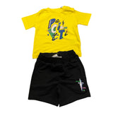 Cesare Paciotti Completo 2 Pezzi T-Shirt-Bermuda Bicolore con Stampa per Neonato COMP5126B GIALLO/NERO CESARE PACIOTTI 