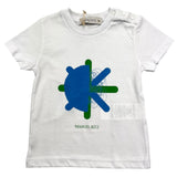 Manuel Ritz T-Shirt Girocollo Tinta Unita Con Stampa In Contrasto Bianco Per Neonato