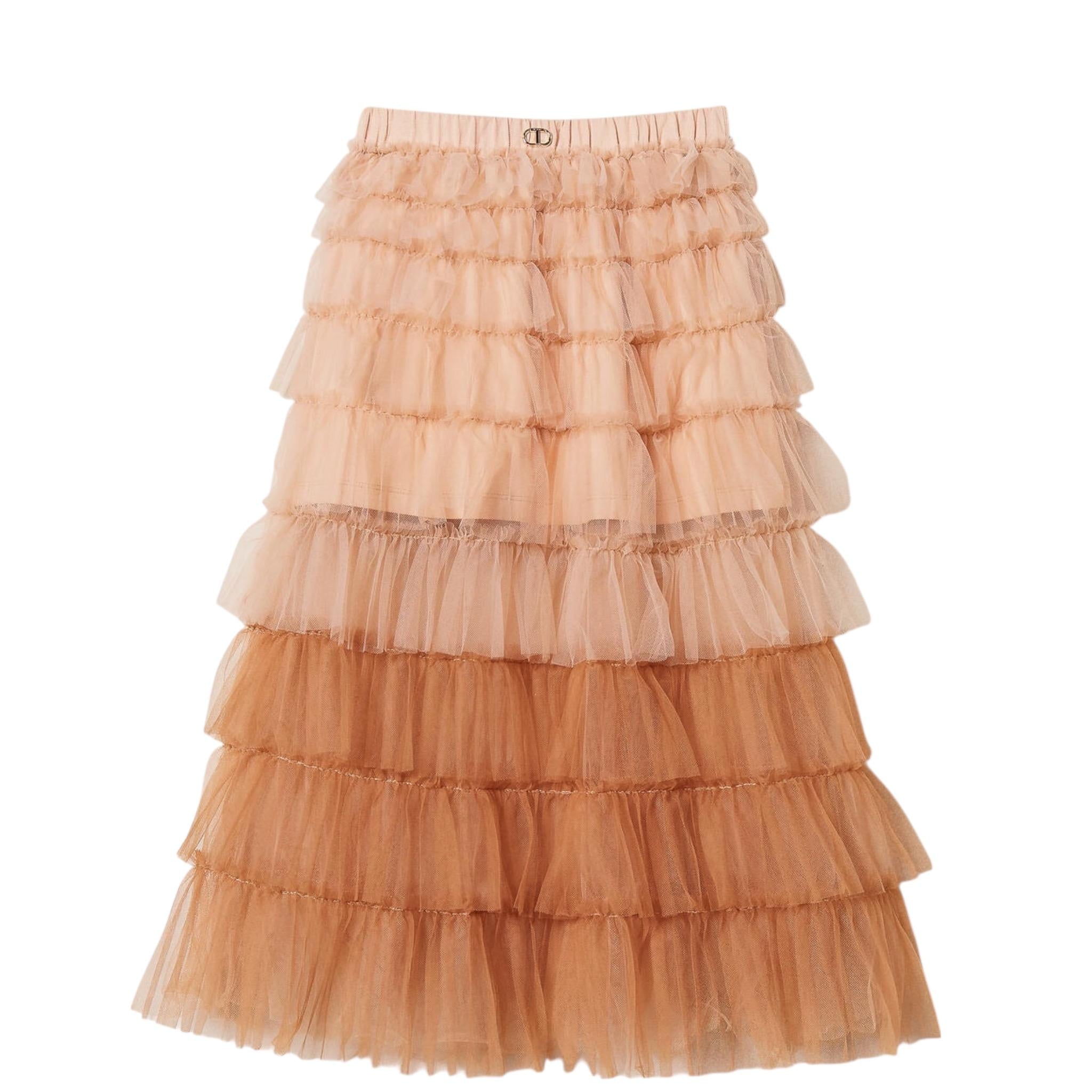 Twinset Gonna tinta unita con Tulle Beige per Bambina 251GJ2QS1X BEIGE TWINSET 