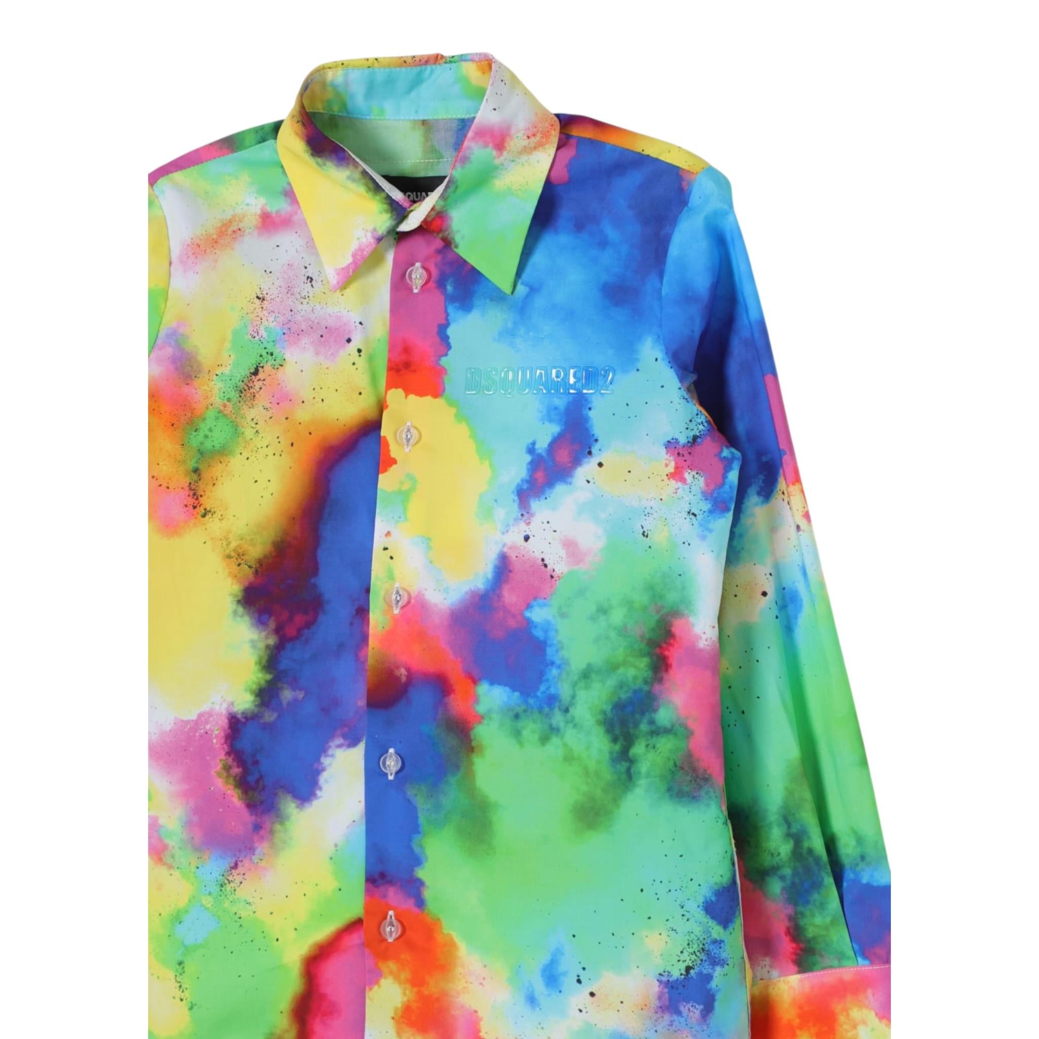Dsquared2 Camicia Manica Lunga Stampa Fantasia per Bambino DQ2232 MULTICOLOR DSQUARED2 