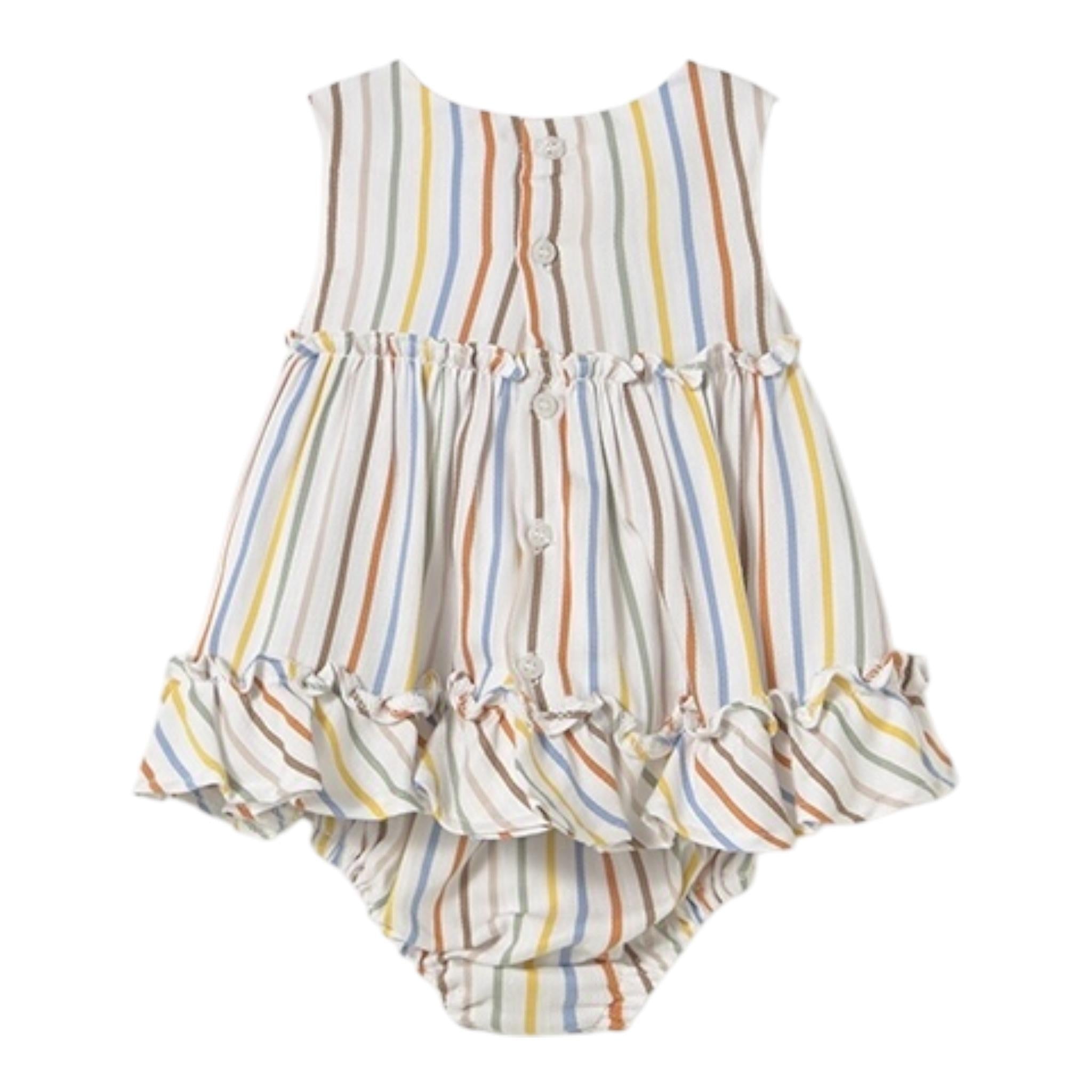 Mayoral Abito Tinta Unita Set con Coulotte Fantasia A Righe per Neonata 1844 BIANCO MAYORAL 