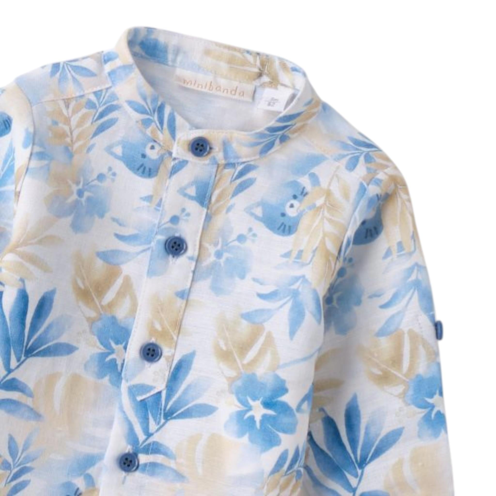 Mini Banda Camicia Manica Lunga Stampa Fantasia per Neonato 3B606X BIANCO MINI BANDA 