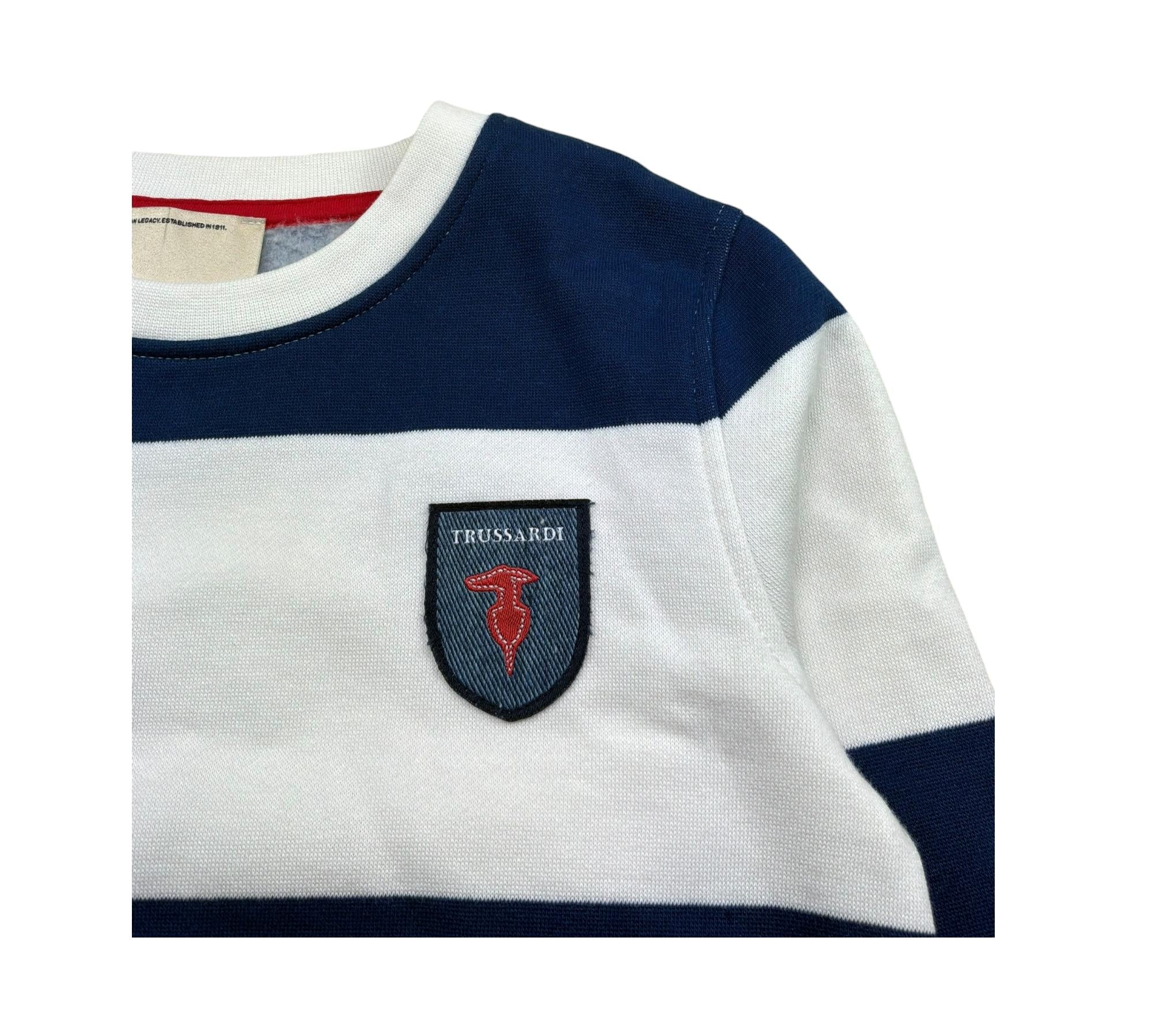 Trussardi Felpa Chiusa Bicolore con Stampa per Bambino TBP26153FE PANNA/BLU TRUSSARDI 