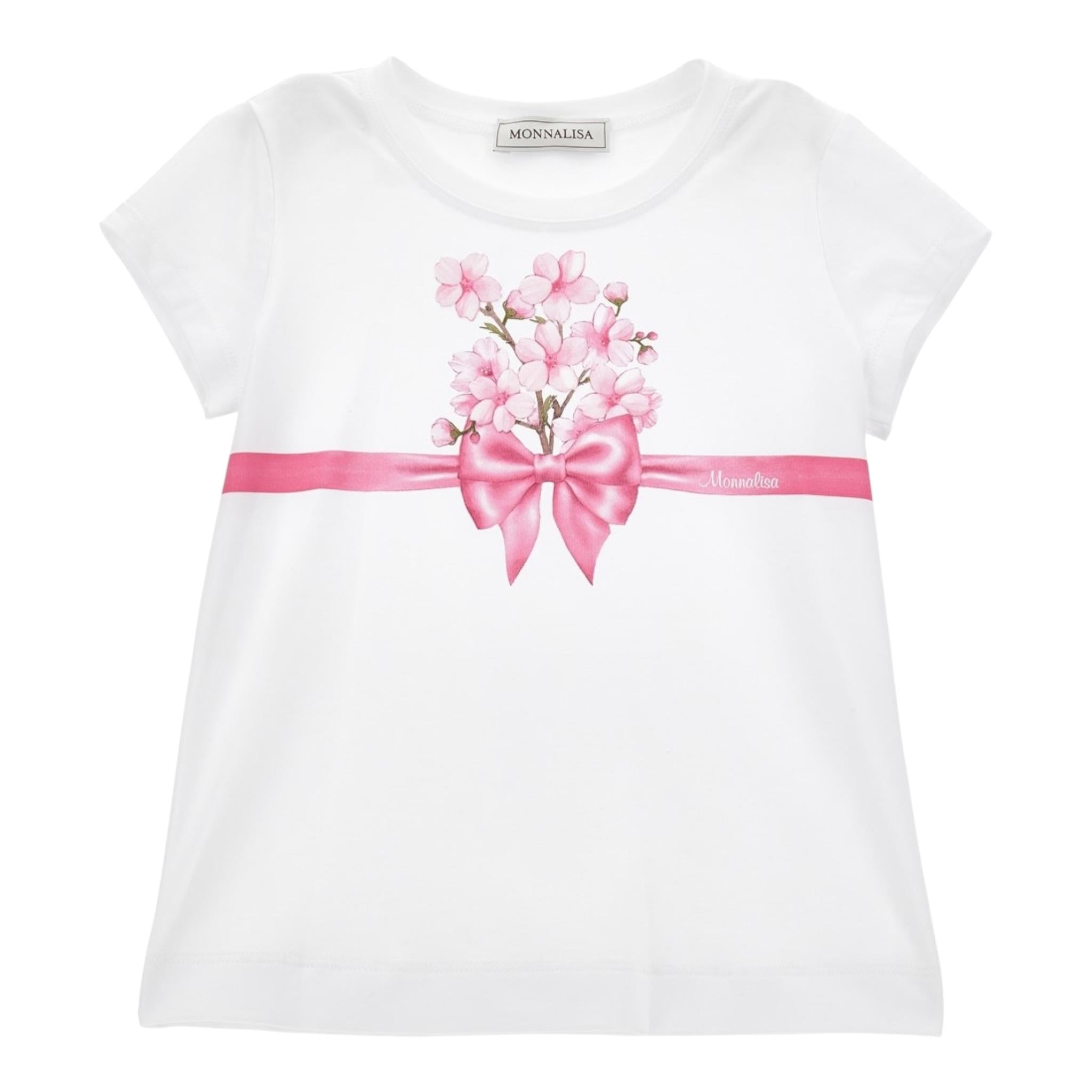 Monnalisa T-Shirt Girocollo Tinta Unita con Stampa per Neonata 11E609N BIANCO MONNALISA 