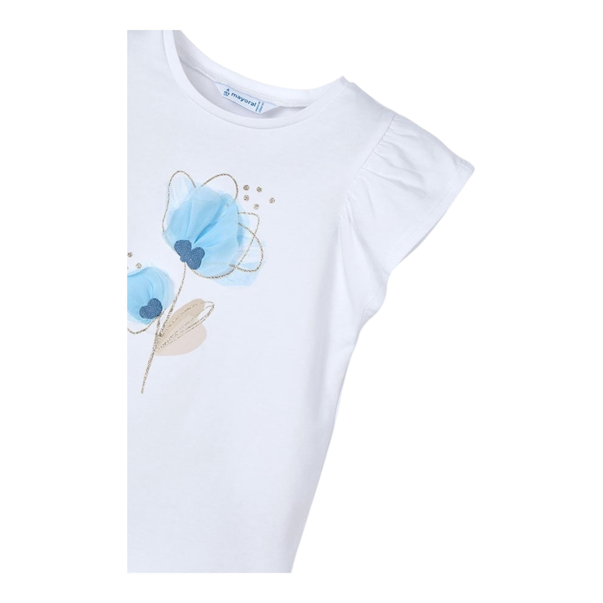 Mayoral T-Shirt Tinta Unita con Stampa per Bambina 3002 BIANCO MAYORAL 