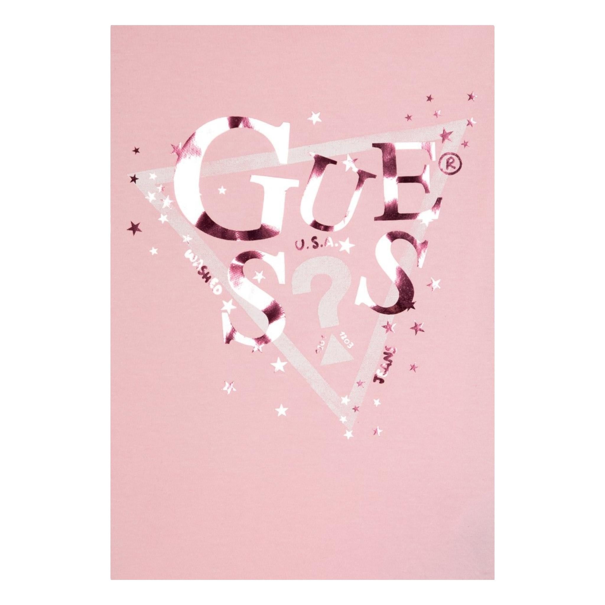 Guess T-Shirt Girocollo Tinta Unita con Logo per Bambina K5RI00K6YW4XXJ ROSA GUESS 