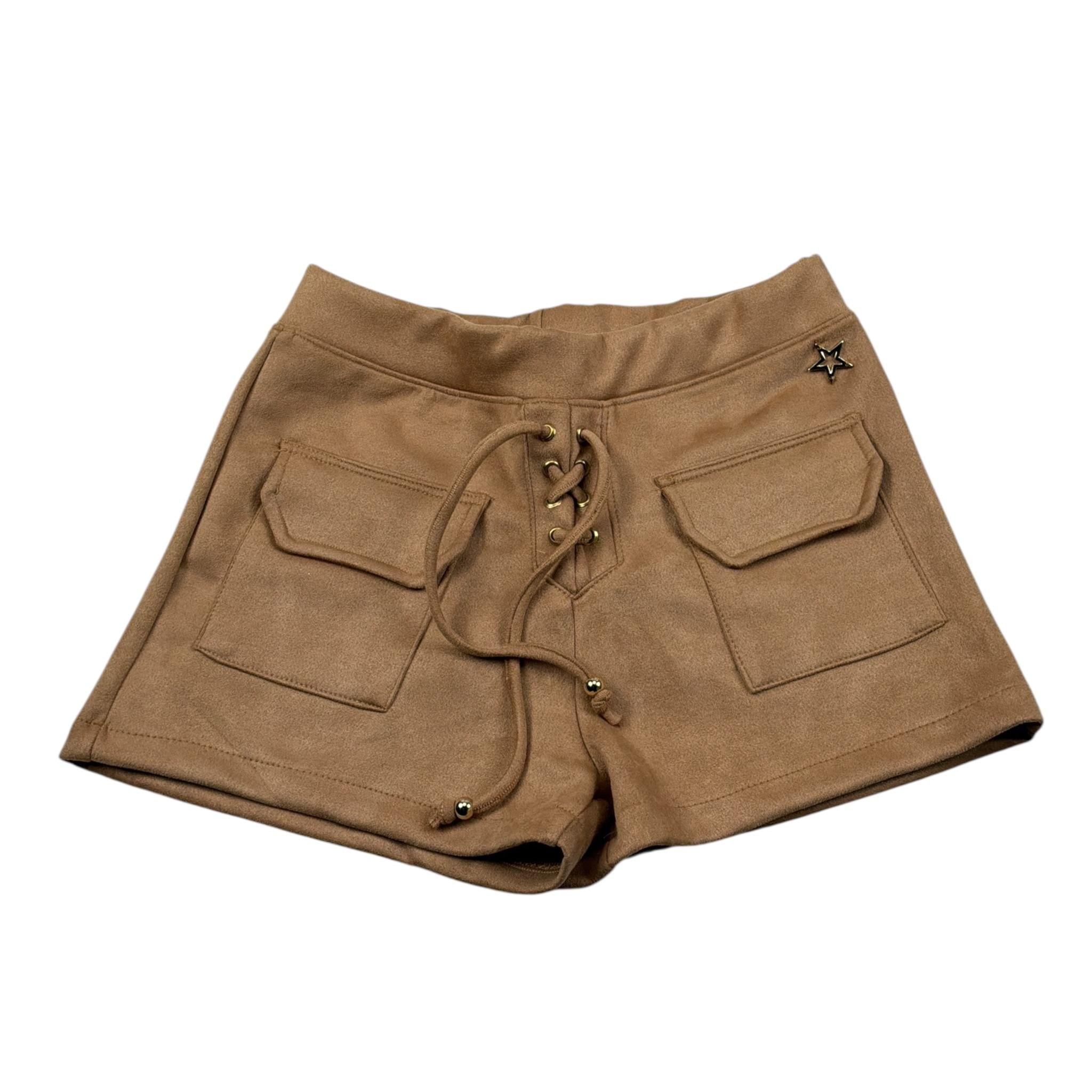 Shopart Short tinta unita con Elastico In Vita Beige per Bambina 023981 BEIGE SHOPART 