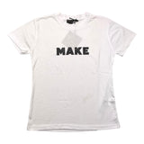 Make T-Shirt Girocollo Tinta Unita Con Stampa Logo In Contrasto Bianco/Nero Per Bambino