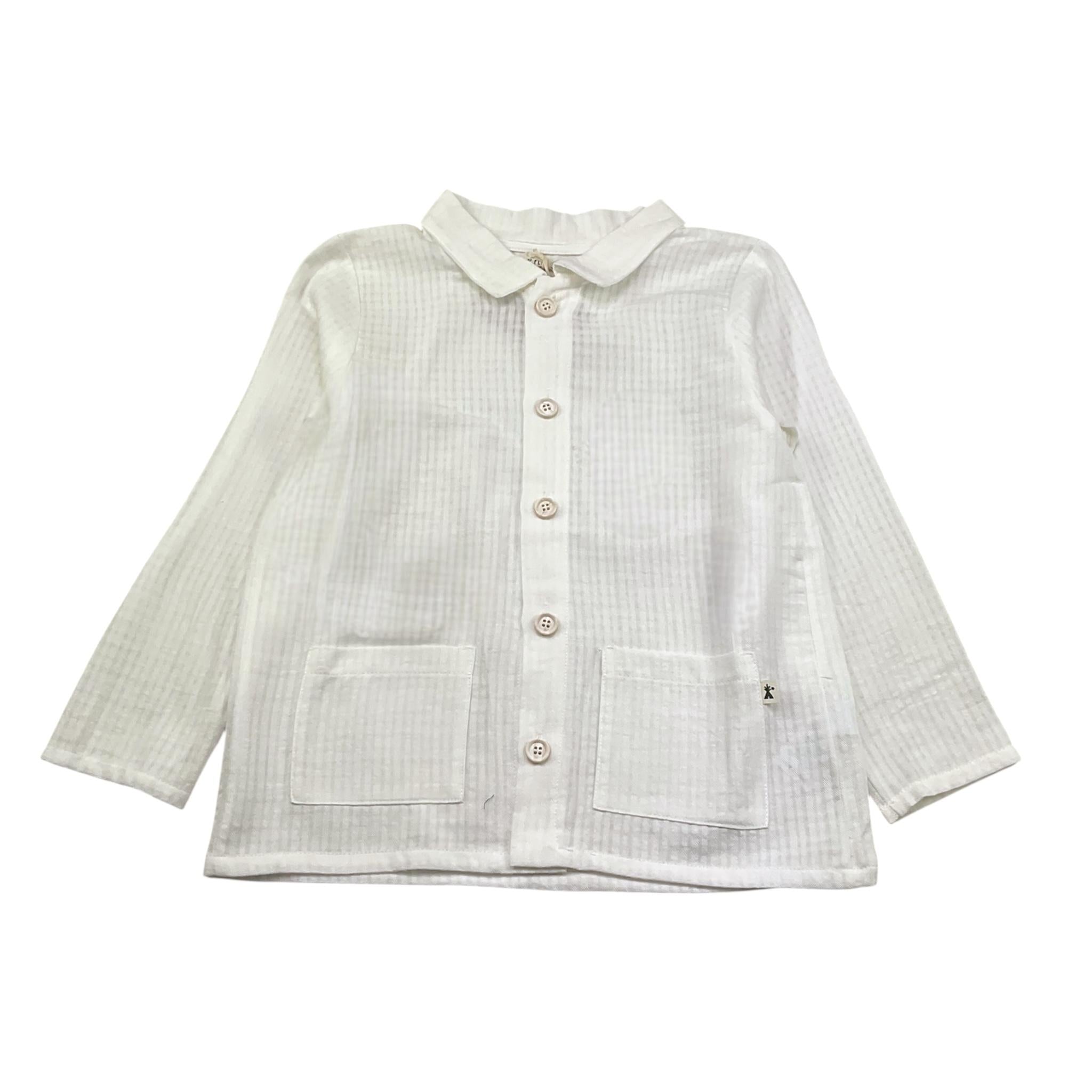 Petit Indi Camicia Tinta Unita Manica Lunga per Bambino SS25BK6840 BIANCO PETIT INDI 