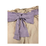 La Stupenderia Pantalone A Palazzo Tinta Unita Con Cinturino In Contrasto Beige Per Bambina