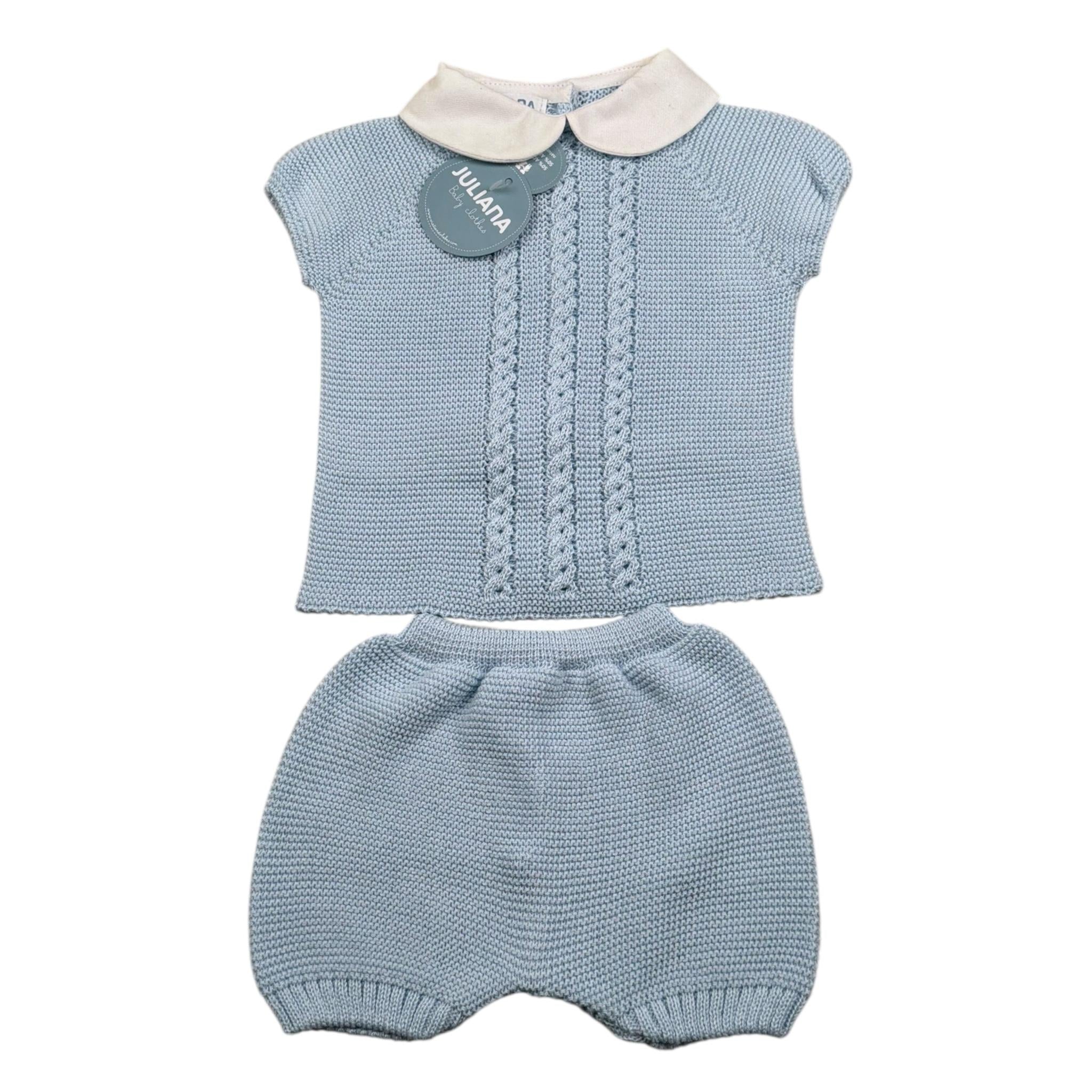 Juliana Completo 2 Pezzi T-Shirt-Culotte Tinta Unita per Neonato 25074 AZZURRO JULIANA 