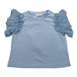 M+E' T-Shirt Girocollo tinta unita con Tulle Azzurro per Bambina UE1373 AZZURRO M+E' 