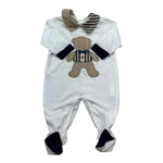 Isabel & Martinez Tutina Manica Lunga Tinta Unita con Orso per Neonato IM25N484 BIANCO ISABEL & MARTINEZ 