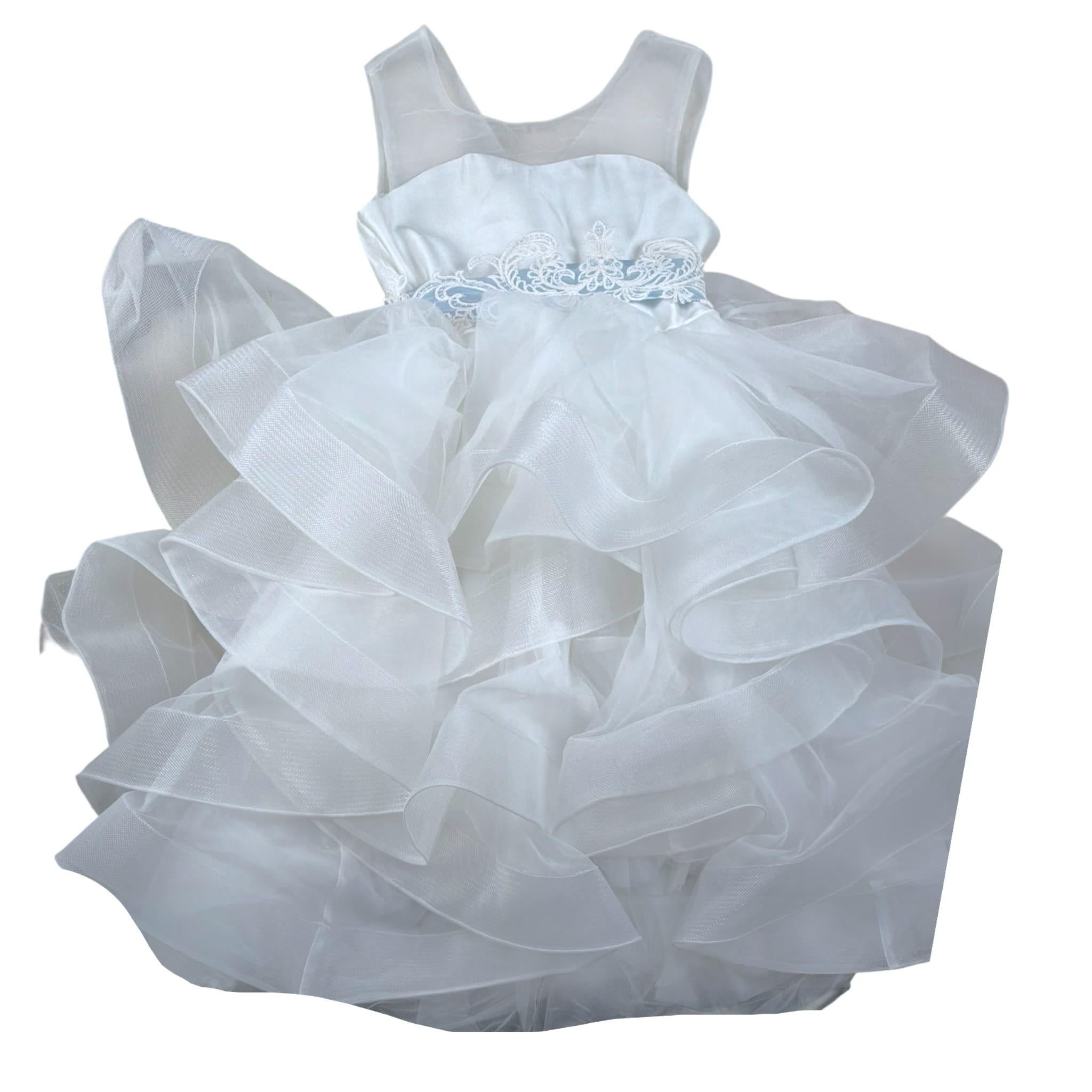 Bella Brilli Abito Cerimonia Tinta Unita con Tulle per Bambina 222 BIANCO BELLA BRILLI 