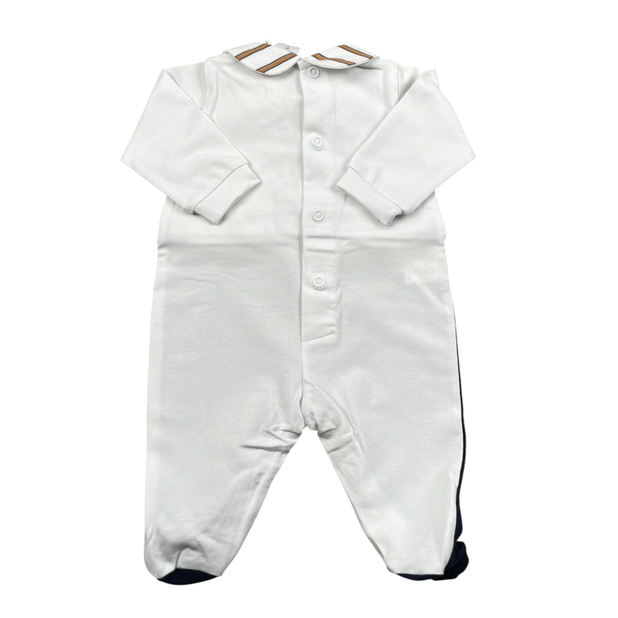 Marlu' Tutina Tinta Unita con Fantasia A Righe per Neonato ES5514 BIANCO MARLU' 