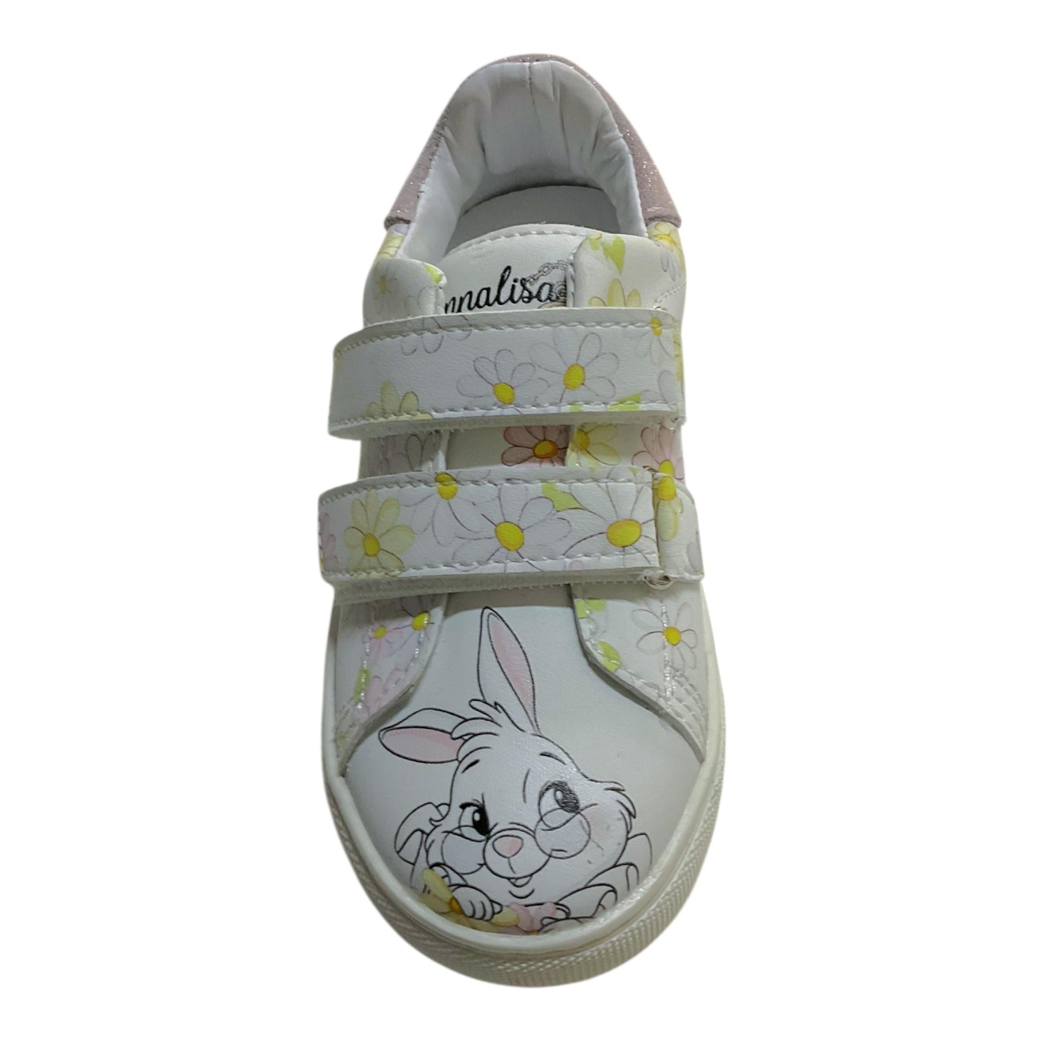 Monnalisa Sneakers Tinta Unita con Strappi E Stampa per Bambina 83E009 BIANCO MONNALISA 