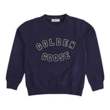 GOLDEN GOOSE felpa girocollo tinta unita con stampa Blu per Bambino GKP01402 BLU GOLDEN GOOSE 