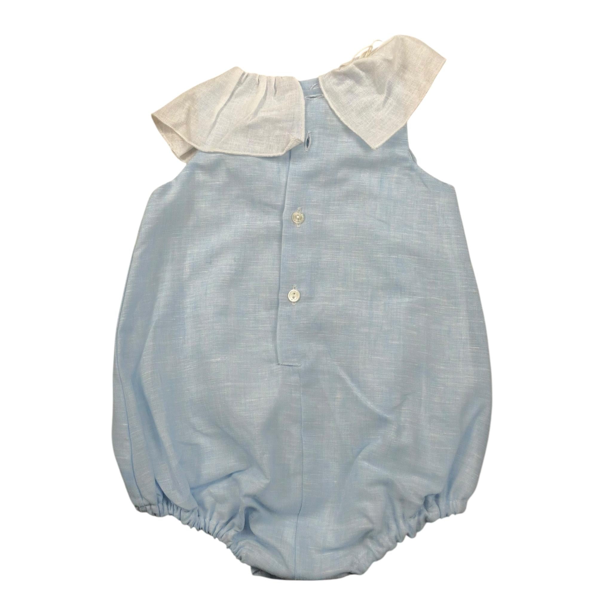 La Stupenderia Pagliaccetto Tinta Unita con Colletto per Neonata TBPG50 AZZURRO LA STUPENDERIA 