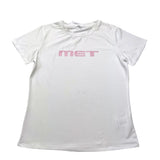 Met T-Shirt Tinta Unita Girocollo Con Stampa Glitter Bianco Per Bambina