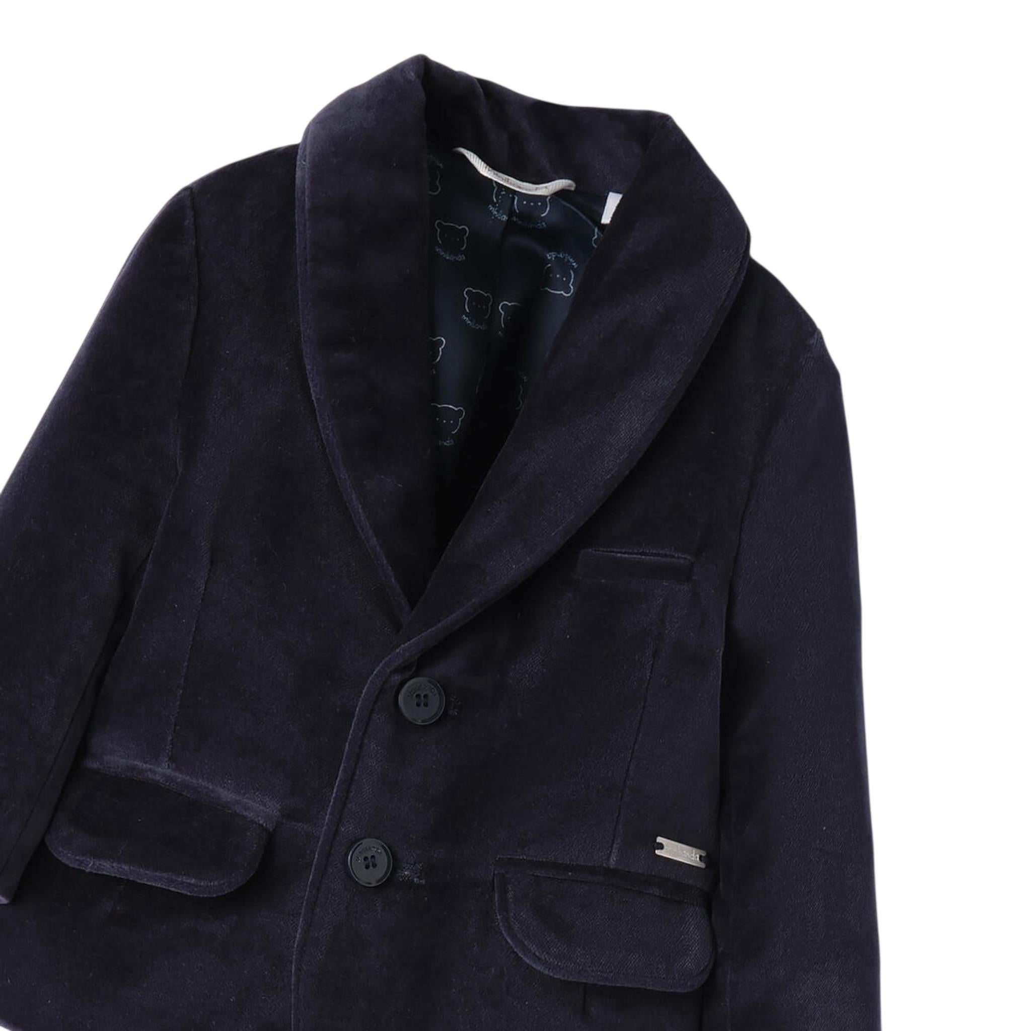 Mini Banda Giacca Tinta Unita In Velluto per Neonato 3A630 BLU MINI BANDA 