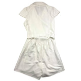 Patrizia Pepe Einfarbiger Armloch-Einteiler-Jumpsuit Mit Gürtel Creme Für Mädchen
