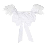 Miss Blumarine Top Tinta Unita Con Ricami Bianco Per Bambina