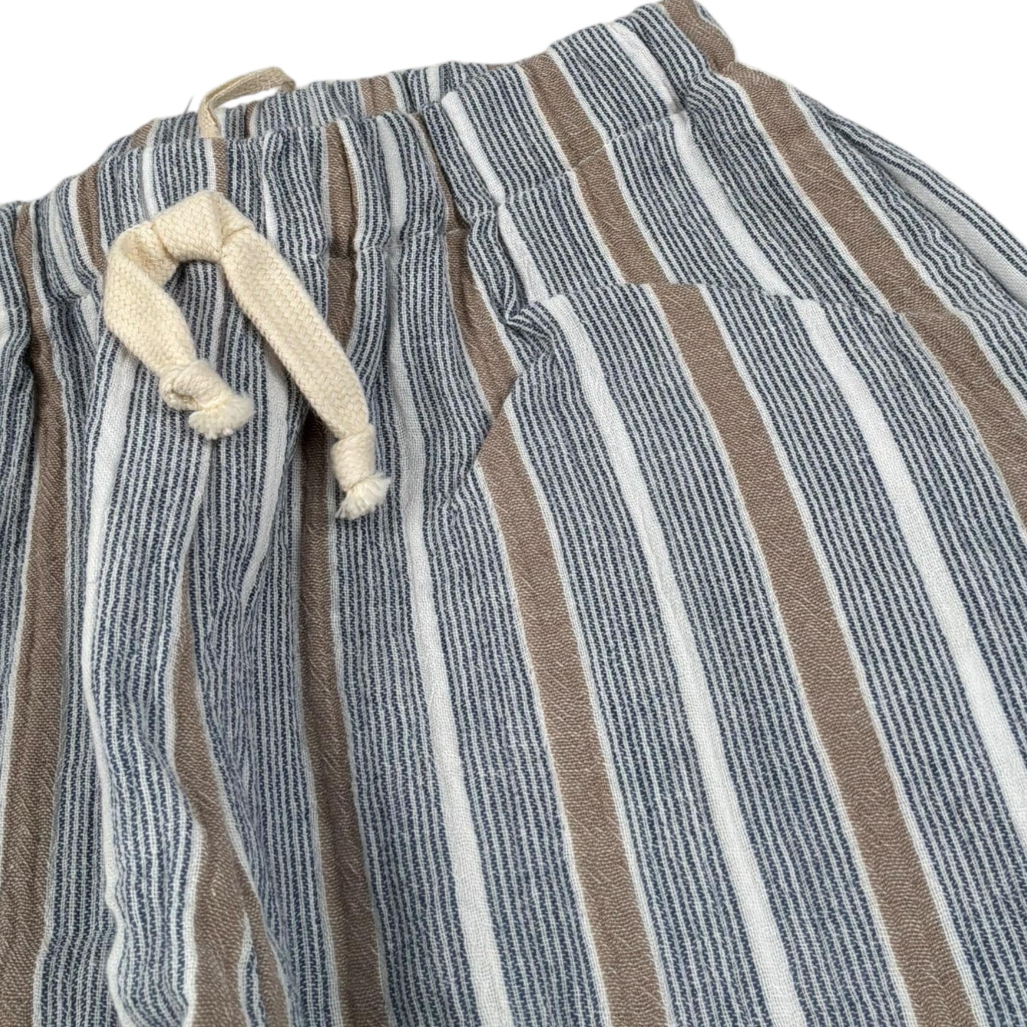 Petit Indi Pantalone Tinta Unita con Fantasia A Righe per Bambino SS25BK8229X BLU PETIT INDI 