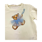 LIU JO shirt girocollo tinta unita con stampa brillantinata e fiocco Panna per Bambina KF4066X PANNA LIU JO 