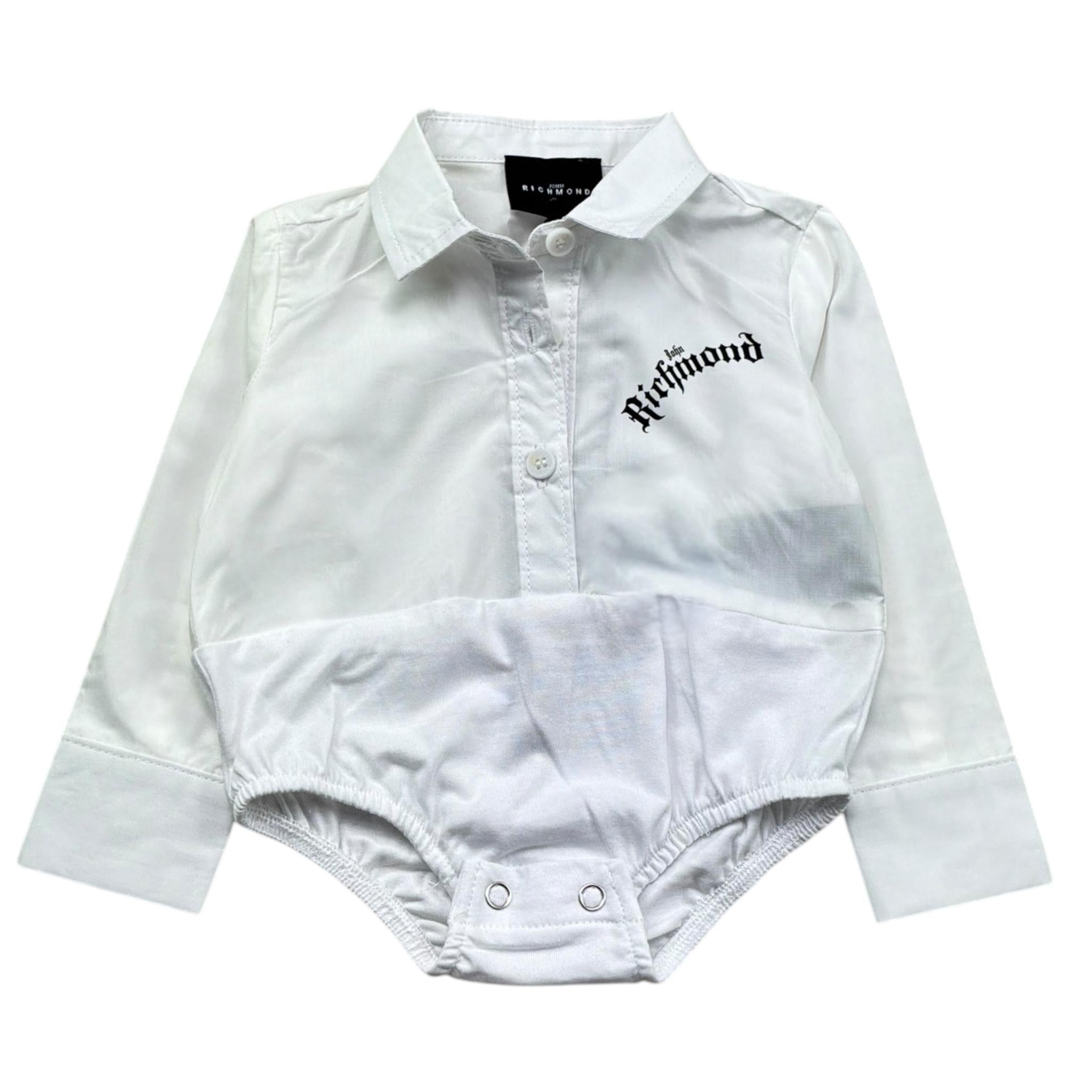 John Richmond Camicia Body Manica Lunga Tinta Unita per Neonata RIP26082CB BIANCO JOHN RICHMOND 