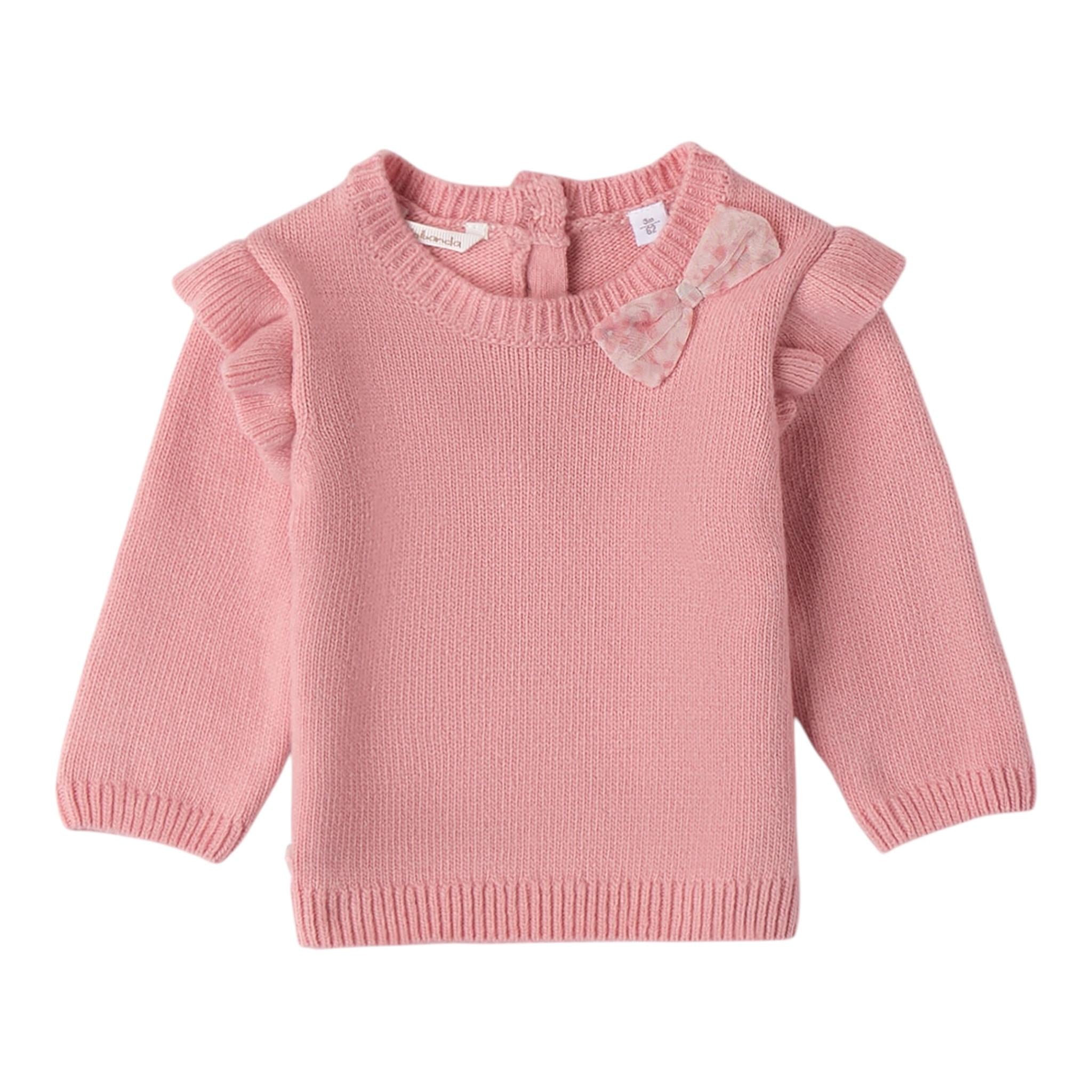 MINI BANDA maglia tinta unita con fiocco girocollo Rosa per Neonata A744 ROSA MINI BANDA 