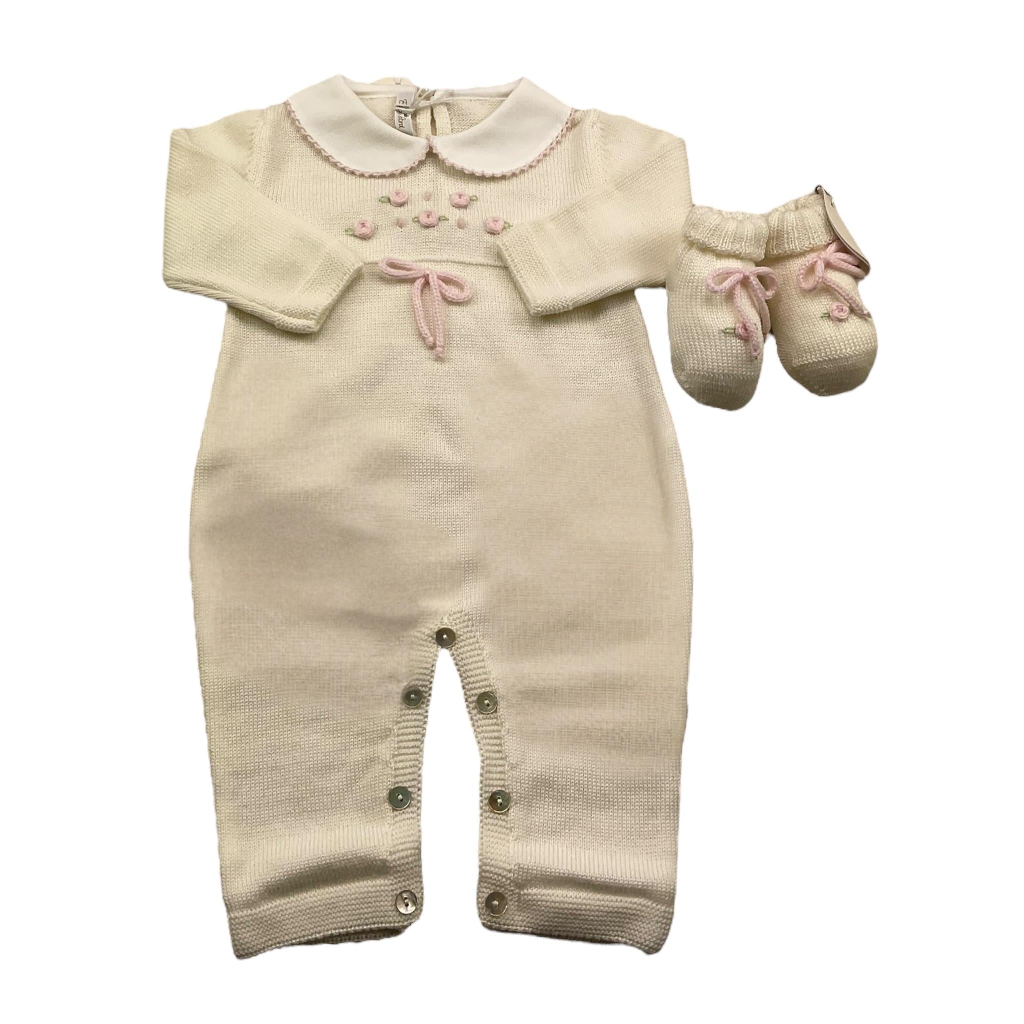 BABY LORD tutina manica lunga tinta unita cn babbucce Panna per Neonata 326 PANNA BABY LORD 