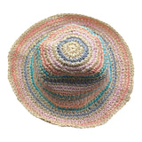 Saint Barth Cappello In Paglia Tinta Unita con Fantasia per Bambina 00885L BEIGE SAINT BARTH 