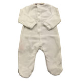 MINI BANDA tutina manica lunga tinta unita in ciniglia Bianco per Neonato 3A646 BIANCO MINI BANDA 