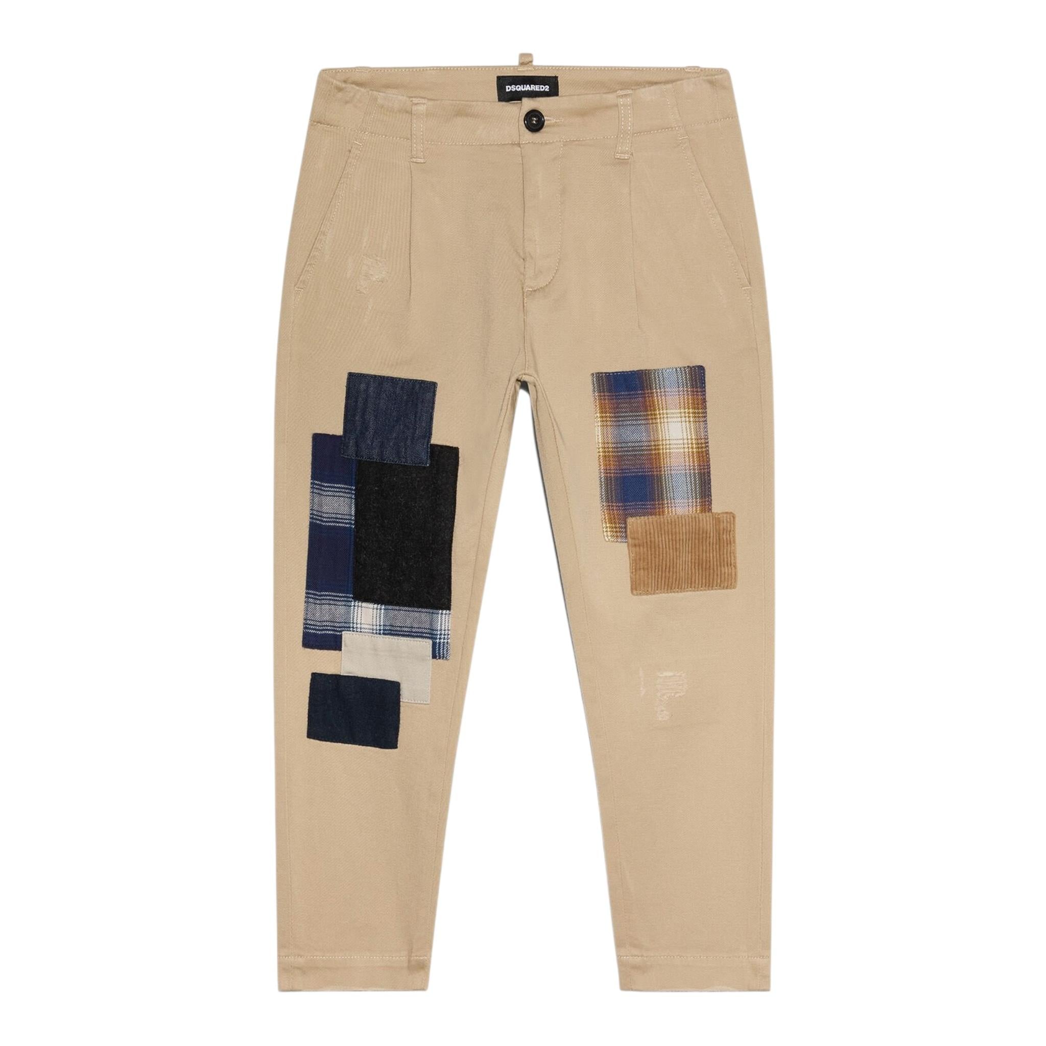 BALMAIN pantalone tinta unita cn toppe Beige per Bambino DQ1182 BEIGE BALMAIN 
