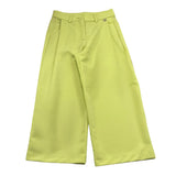 Please Pantalone Tinta Unita Modello A Palazzo per Bambina PHV4132G73 VERDE ACIDO PLEASE 