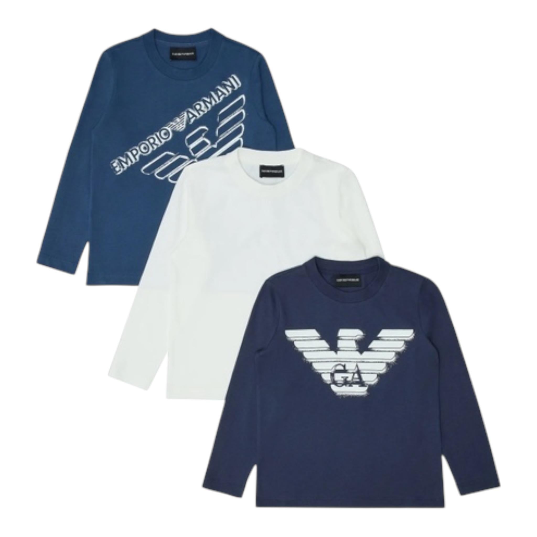 EMPORIO ARMANI set shirt 3pz tricolore con logo Blu per Neonato 6DHDJ4 BLU EMPORIO ARMANI 